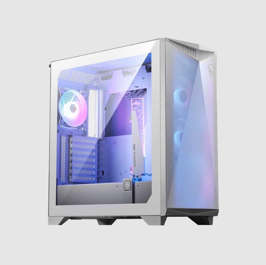  Mid-Tower Case: MSI MPG GUNGNIR 300R AIRFLOW - White<br>4x 120mm ARGB Fans, 2x USB 3.2 + 1x USB Type-C,  Tempered Glass Side Panel, Supports: EATX*/ATX/mATX/mini-ITX  